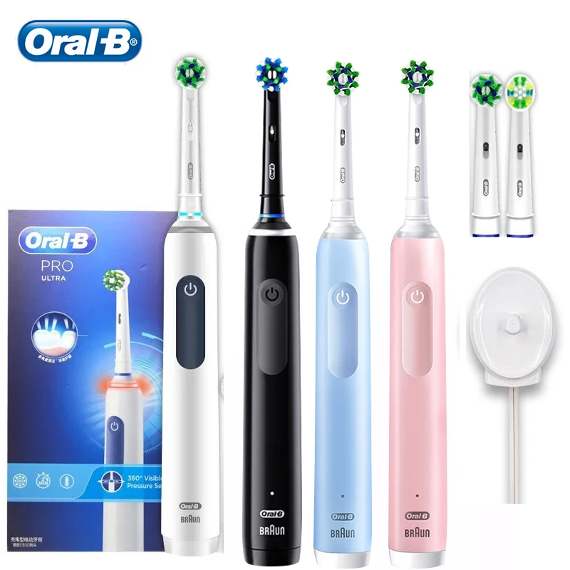 

Oral B Ultra Pro4 Electric Toothbrush 3D Sonic Round Head Deep Cleaning Gum Massage 4 Modes Pressure Sensing with 30s Reminder