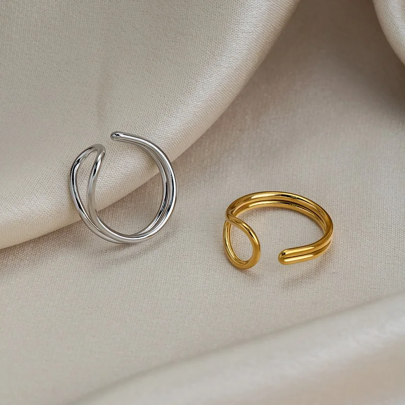 Miia Möbius Strip Stainless steel Minimalist Line Round Rings for Men Women Trendy Fine Jewelry Opening Geometric Accessories