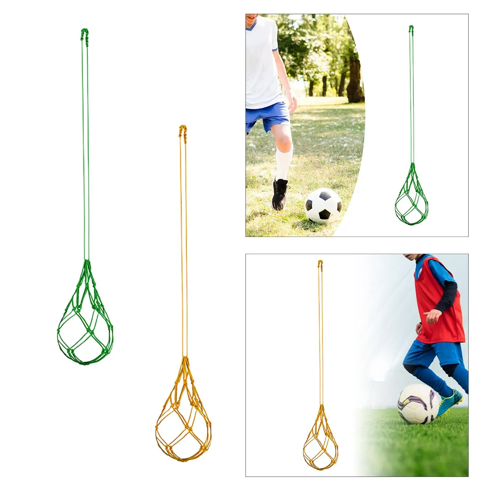 Nylon Soccer Net Bag para crianças e adultos, Soccer Kick Trainer Fits Ball Size 3, 4, 5, Prática Solo, Futebol, Esportes