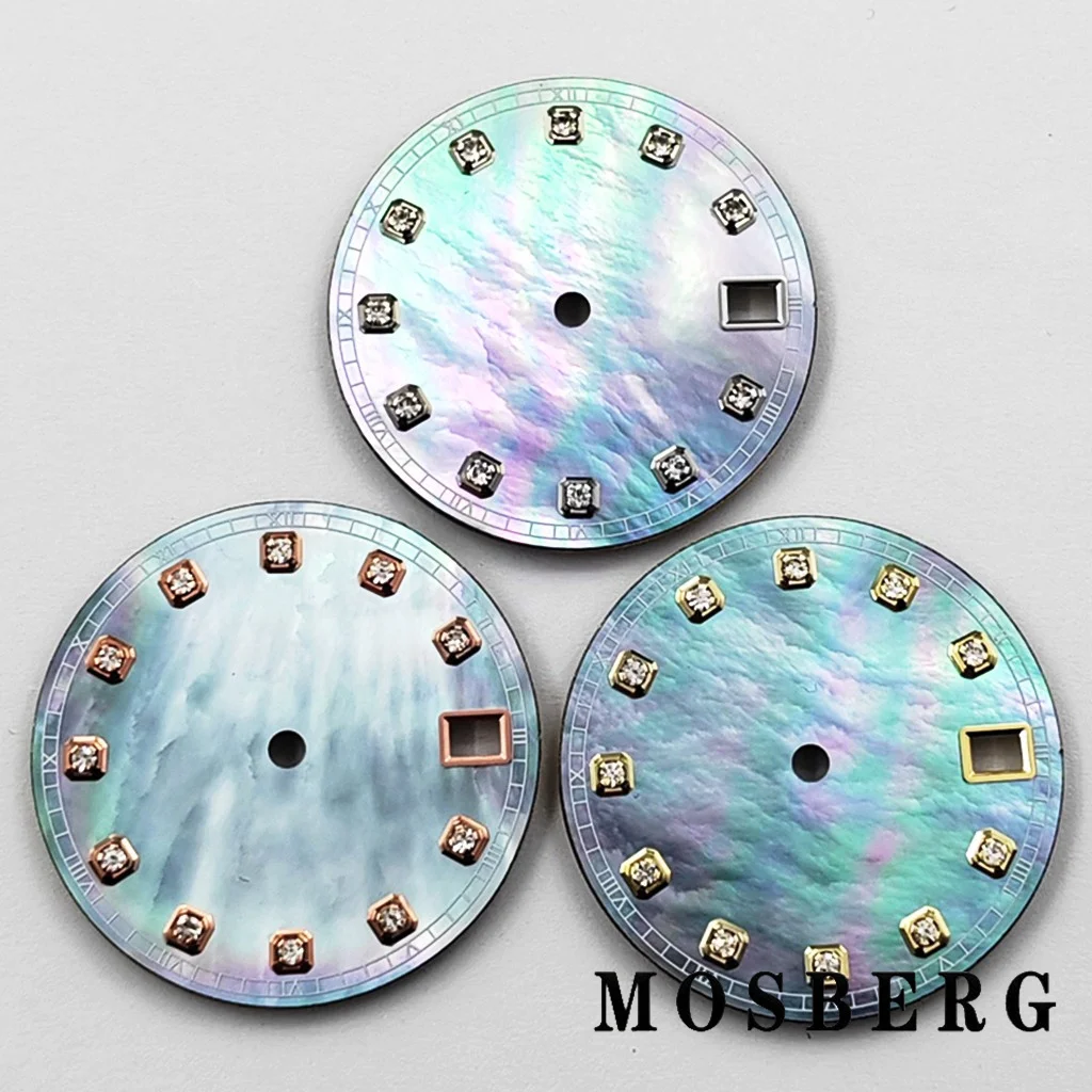 28.5 مللي متر ساعة الطلب ل NH35 NH35a مع نافذة التاريخ أزرق أبيض اللون الساعات أجزاء ملحقات الحركة التلقائية