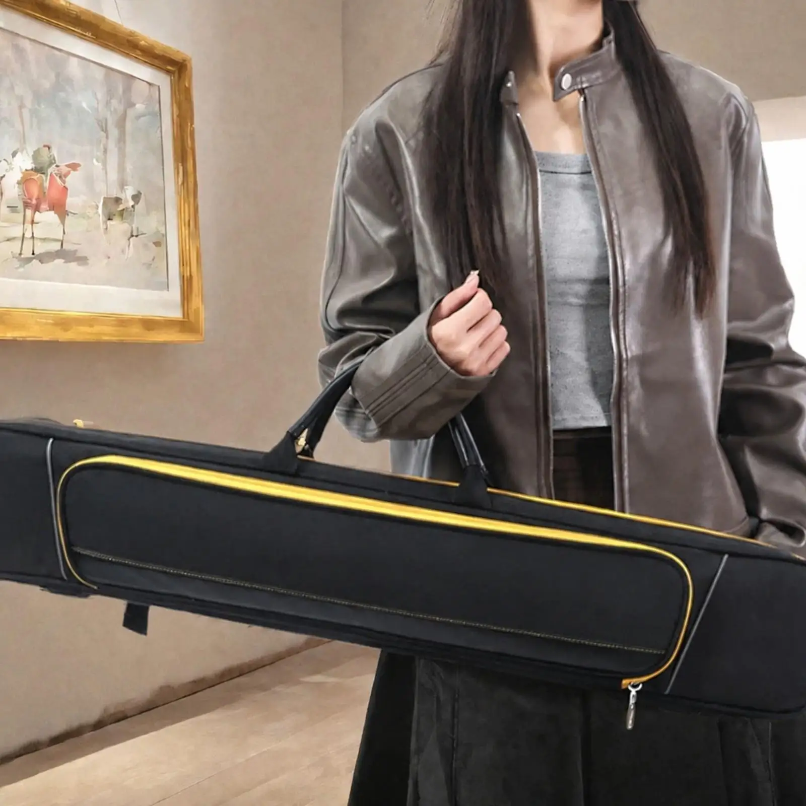 Soft Billiard Cue Bag with Secure Closure and Carry Handle for Chalk Tips and Billiard Gear