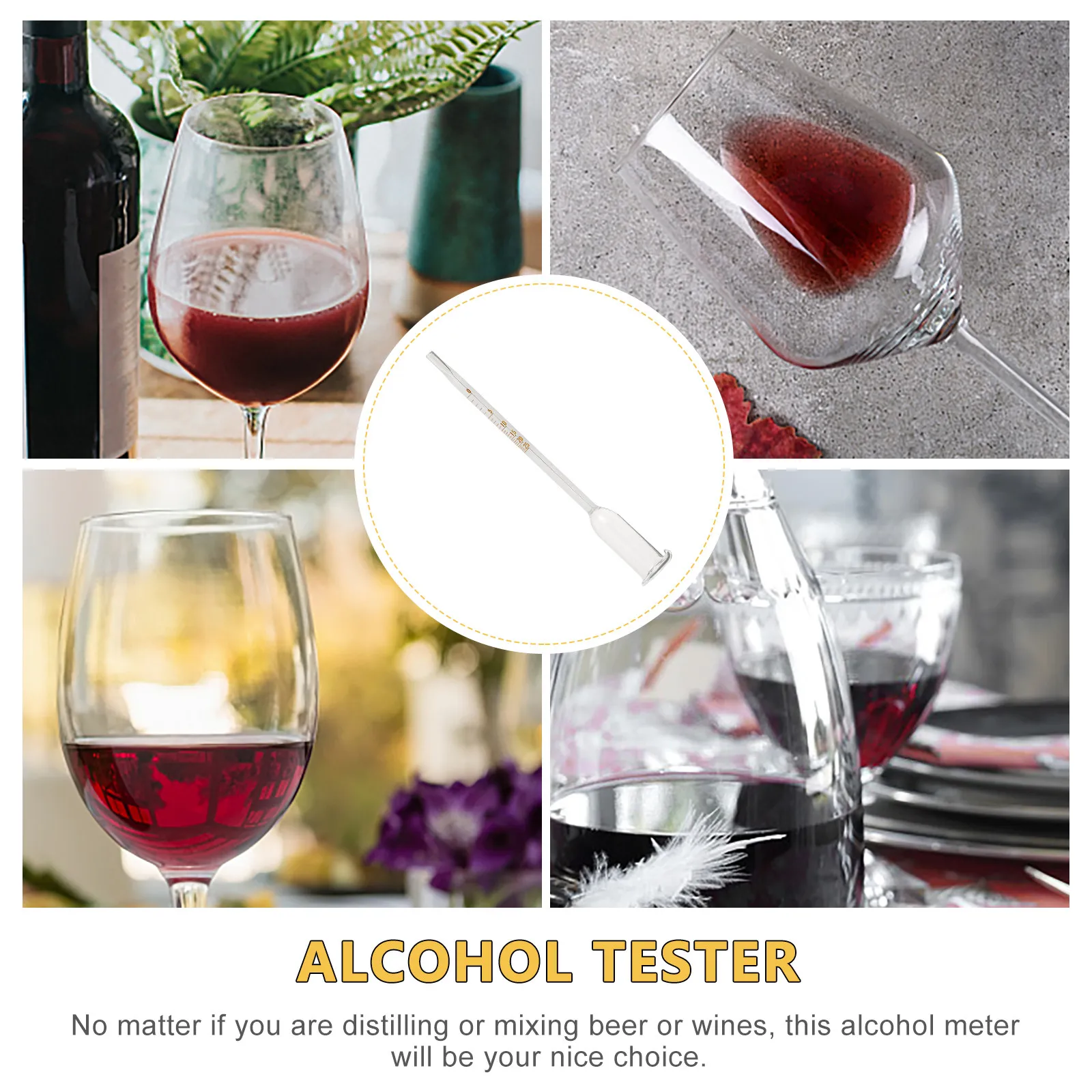 Professional Glass Alcohol Meter Clear Scale Accurate Easy Use Wine Tester Alcohol Hydrometer for Liquor Brewing Supplies