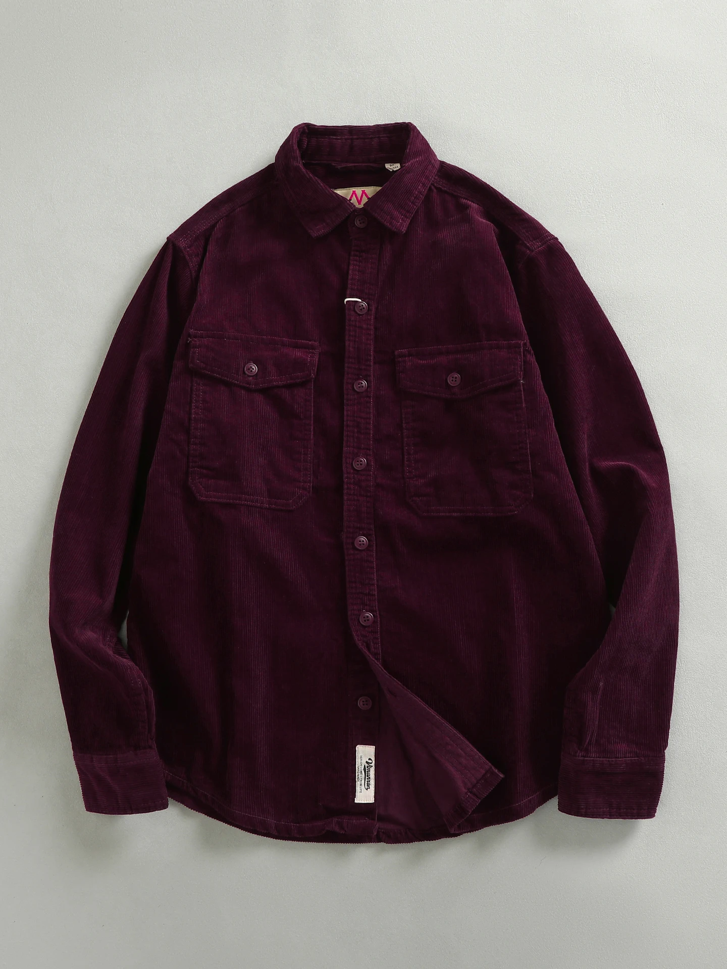 

Red Wine Color Thickened Heavyweight Pure Cotton Corduroy Washed Workwear Long Sleeve Men's Shirt Warm Comfortable Coat Jacket