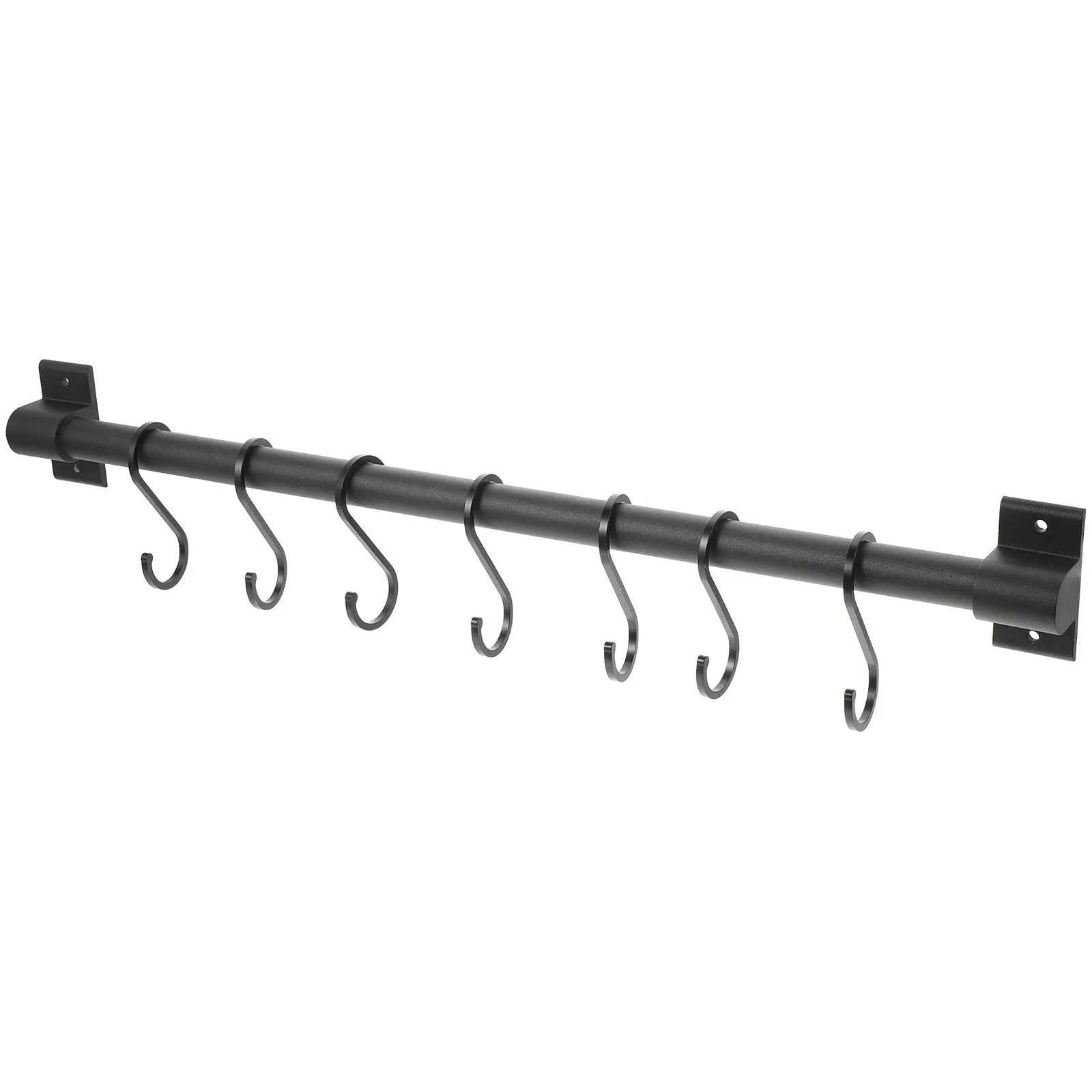 7-Hook Aluminum Wall Mounted Kitchen Tool Hanger Hanging Rack for Spoons Spatulas Cooking Utensils Punch Free Design Smooth Edge