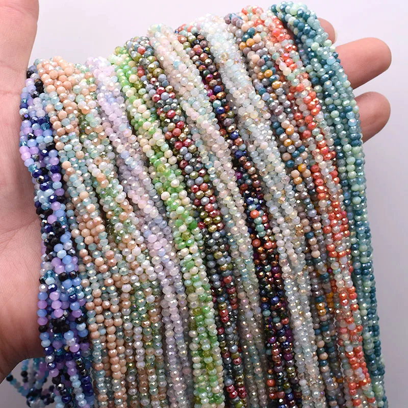 New 2mm Mixed-Color Rondelle Faceted Crystal Glass Beads Seed Loose Spacer Beads For Jewelry Making DIY A String Making Necklace