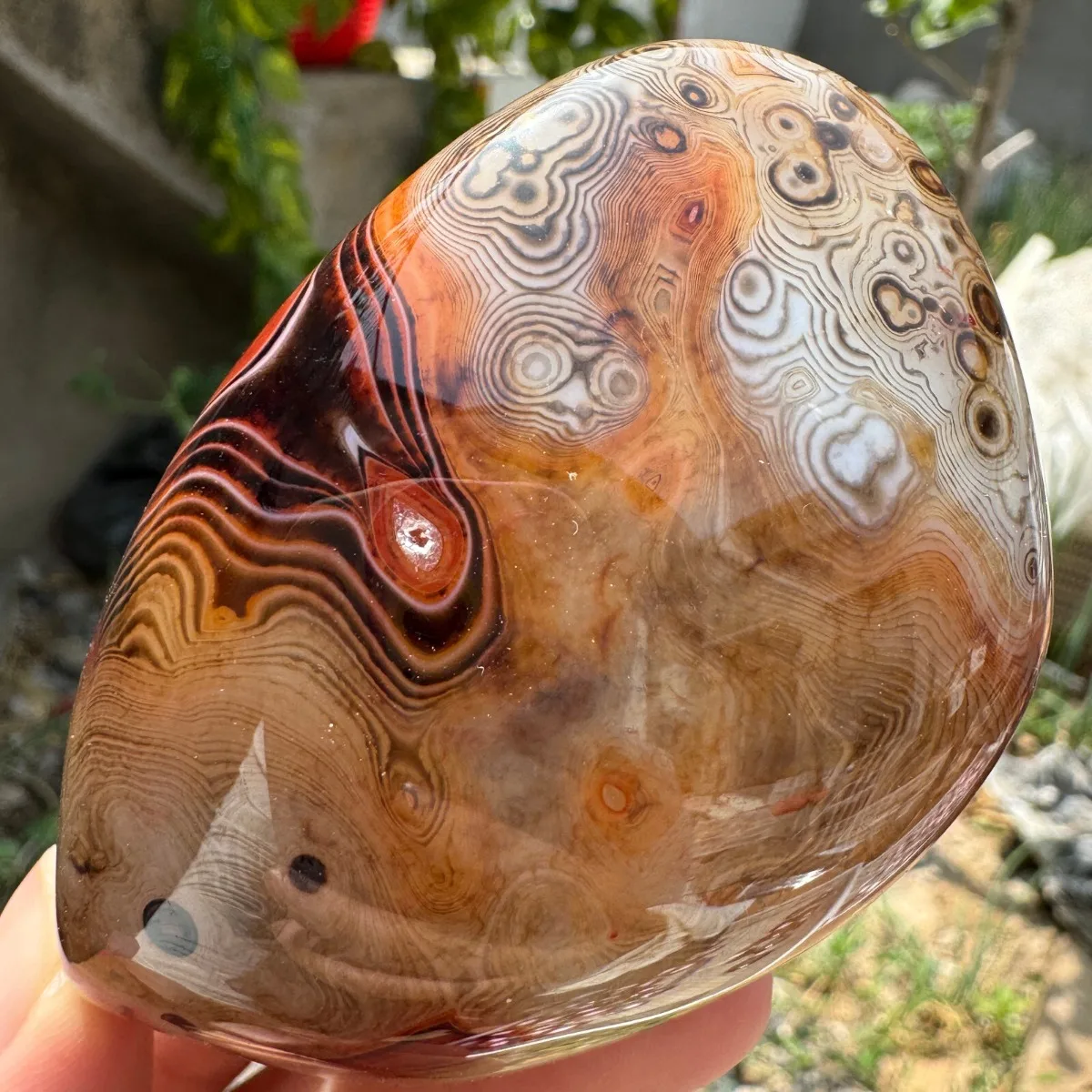 Earth Mined Banded Agate Palm Stone, Tumbled Polished, Gift Stone, Table Decor, Natural Stone, Crystal Collection, Desk Decor