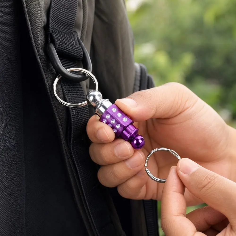 Double Headed Quick Release Keychain 360° Rotation Aluminum Alloy Detachable Keychain Retractable Compact Clip Pull Apart Buckle