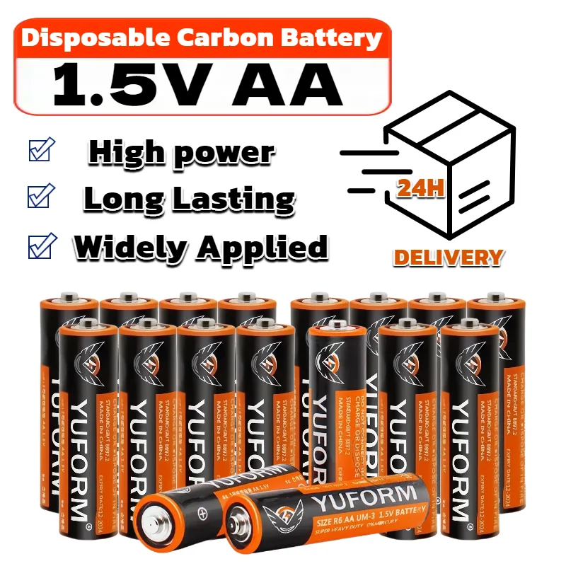 

1.5V AA Size R6 Carbon Zinc Batteries for Daily Use Replacement for Remote Control Clock Toy Mouse Flashlight Safe and Durable