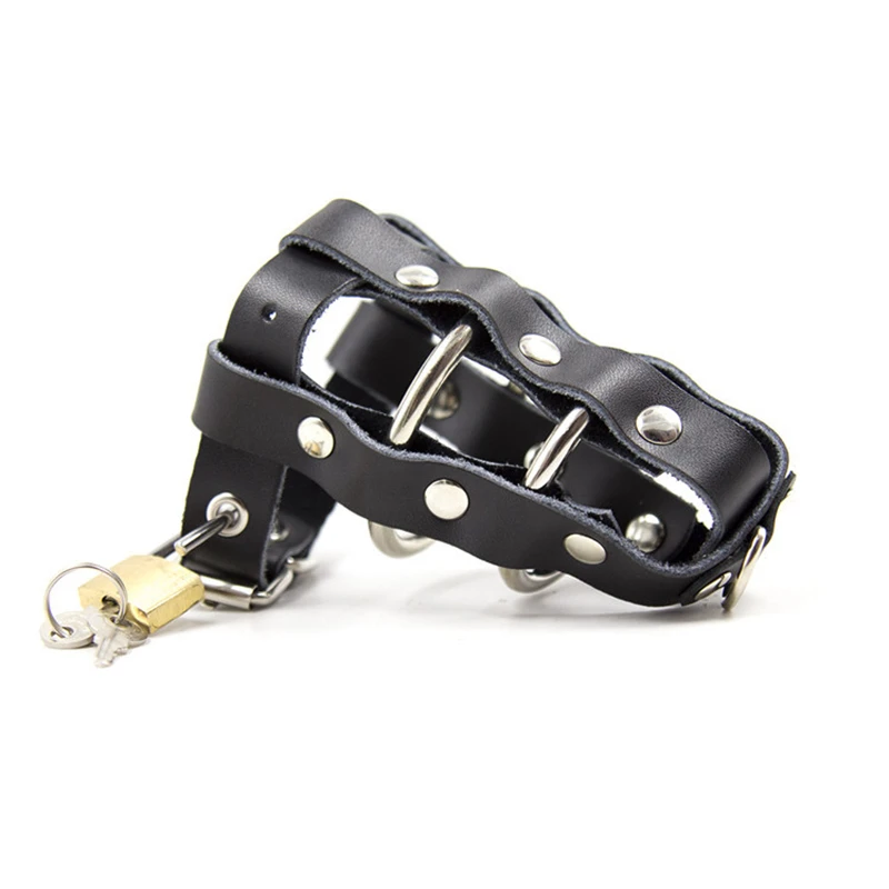 Leather Metal Penis Lock Chastity Cage Male BDSM Bondage Chastity Device Penis Sleeve Cock Cage Adult Games Sex Toys for Men Gay