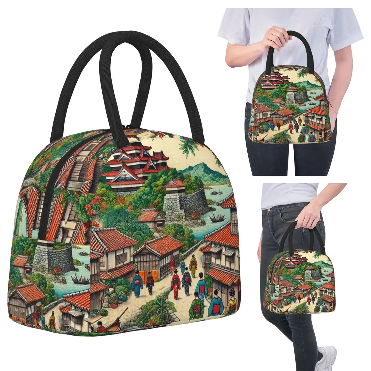 

Ryukyu Kingdom Castle Town Walk Изолированная сумка для обеда для женщин Офисный холодильник Термальная коробка для еды Портативные коробки для завтрака Контейнер