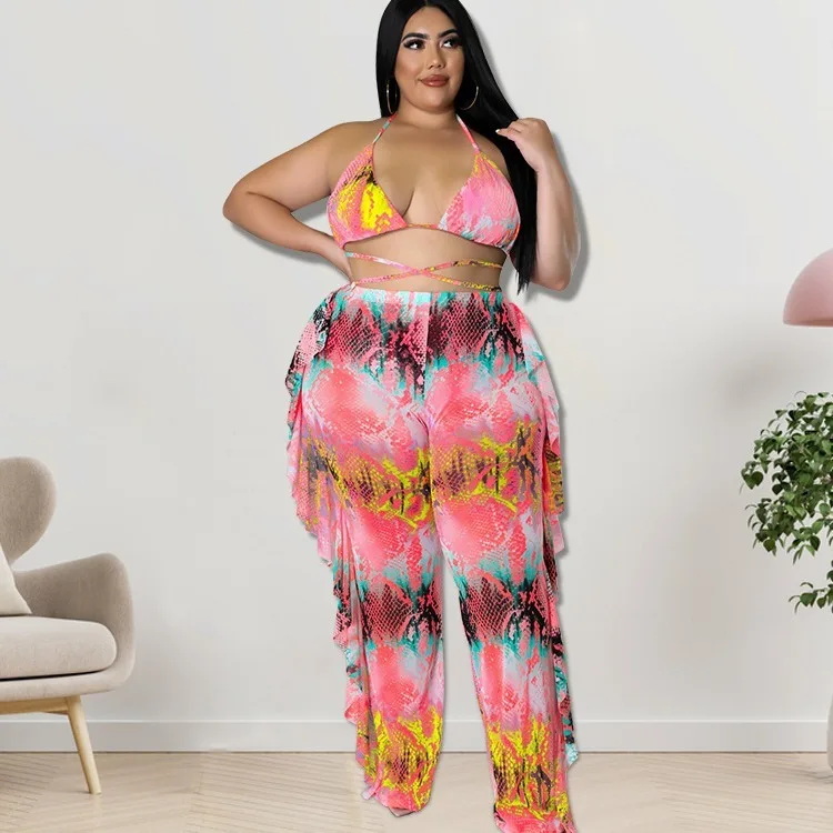 

218136 Large Swimsuit 2025 Spring New Sexy Swimsuit Pants Three Piece Suit
