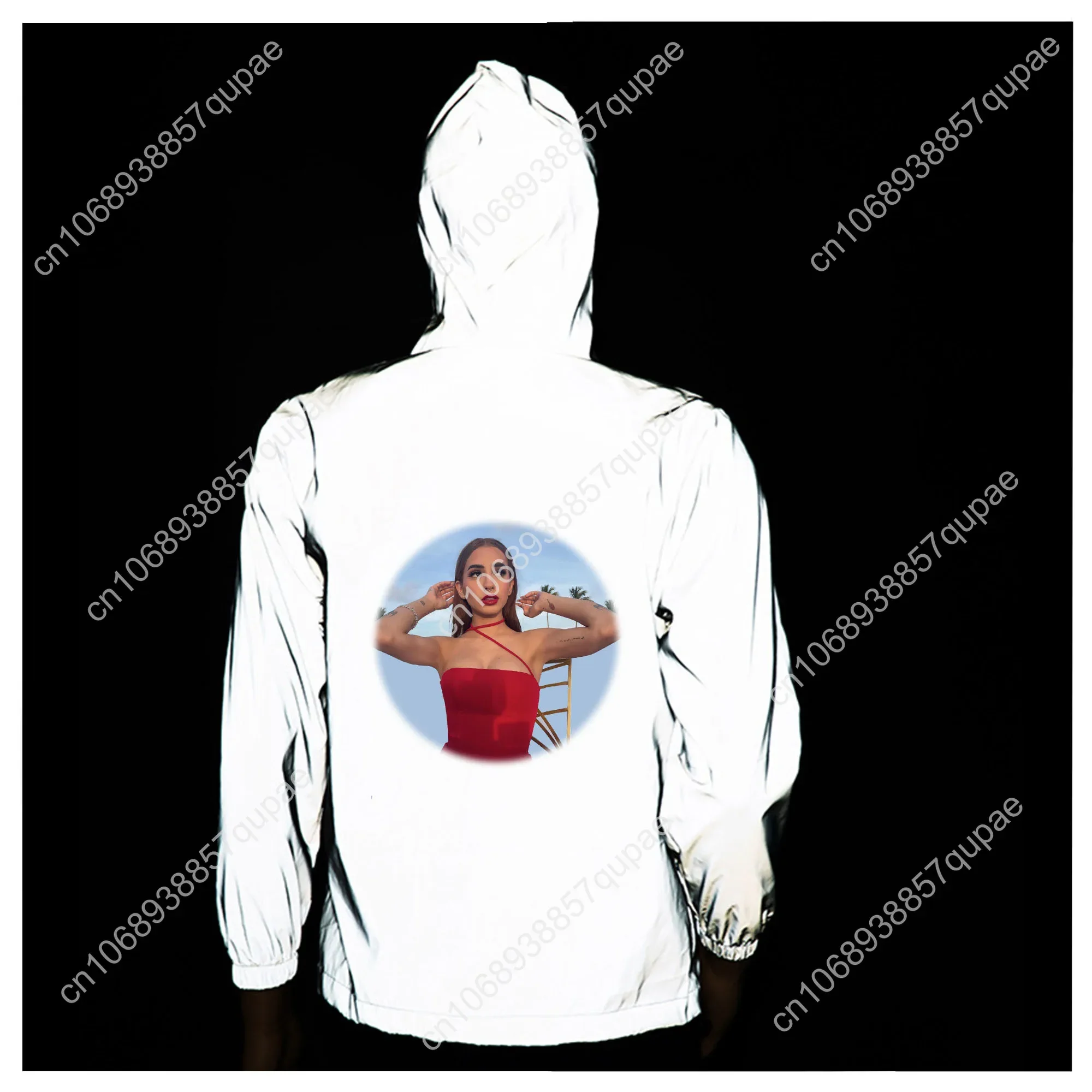 Domelipa Reflective Jacket Hip Hop Singer Men Women Coat Hooded Windbreaker Runing Pocket Jackets Cycling Customized Hoodie