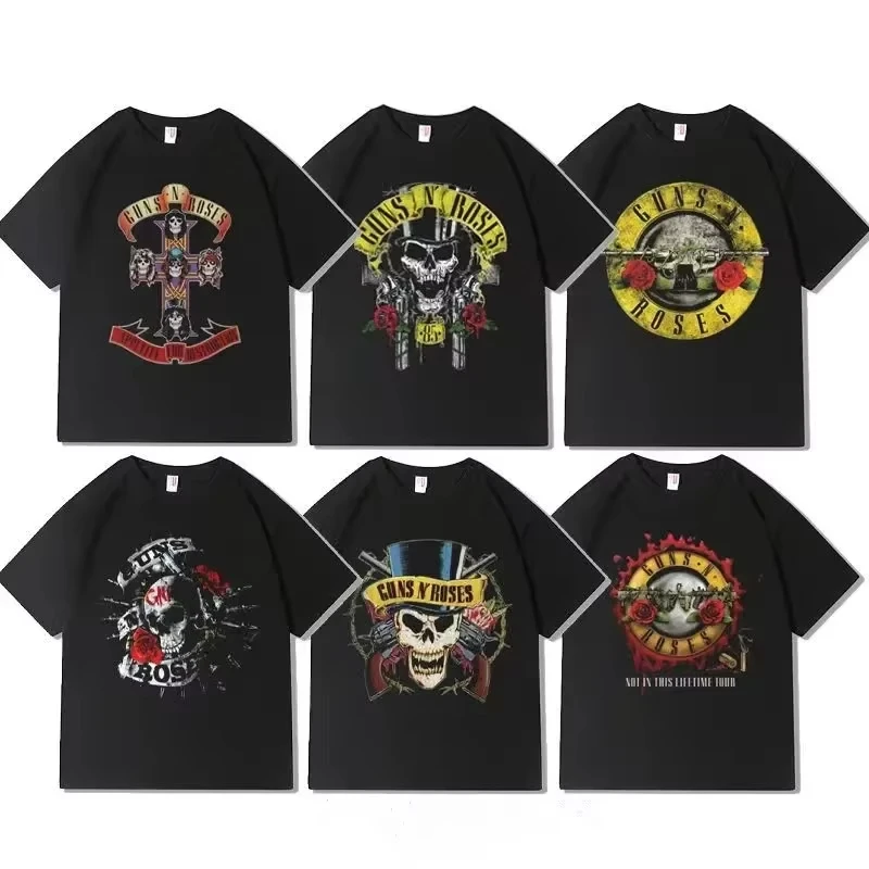 

Rock Guns N Roses Printed Men's Women's Plus Size Casual Short Sleeve Round Neck Cotton Tee Unisex Fashion Streetwear Tee