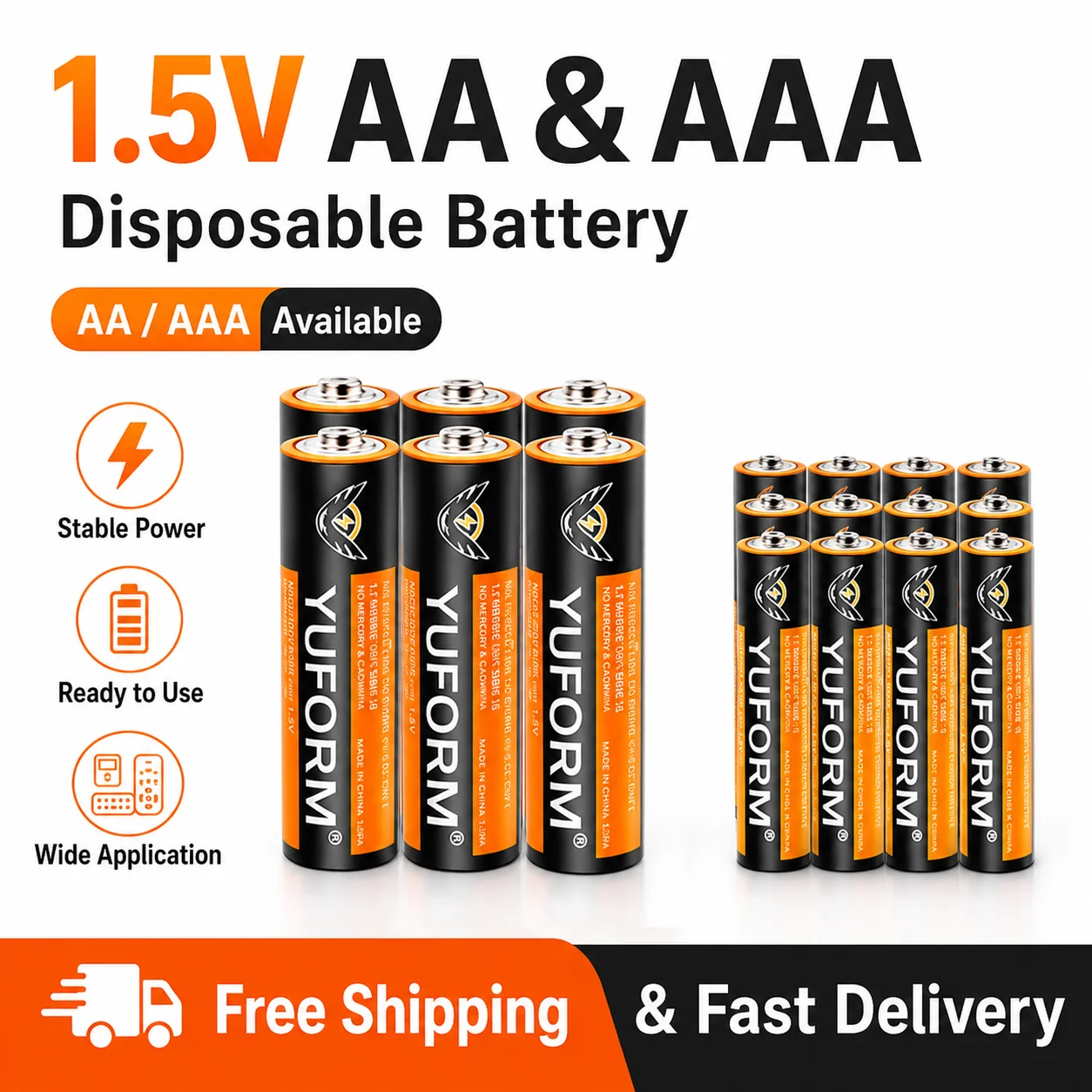 AA AAA 1.5V Disposable Alkaline Battery Long Lasting Power For MP3 CD Player Daily Electronic Devices