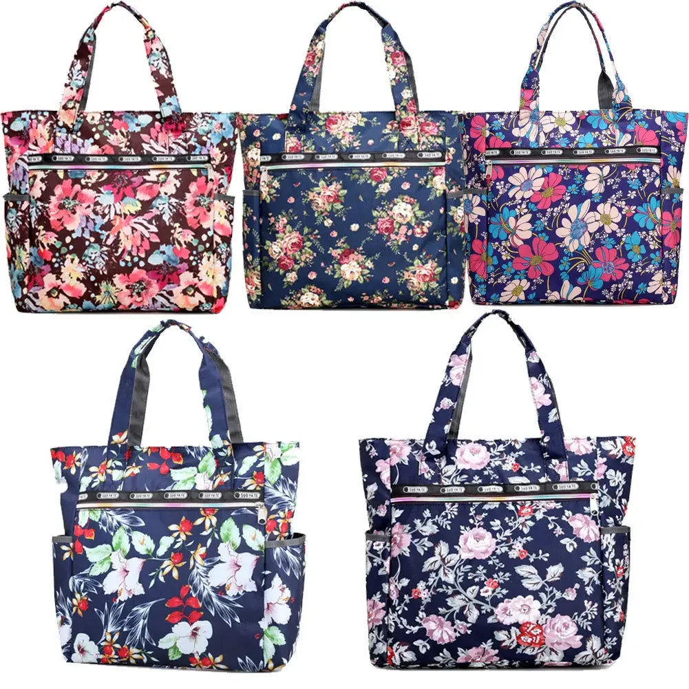 Women Lunch Bag Fashion Flora Printed Student Picnic Lunch Bags Waterproof Handbag Pouch Large Capacity Tote Bags