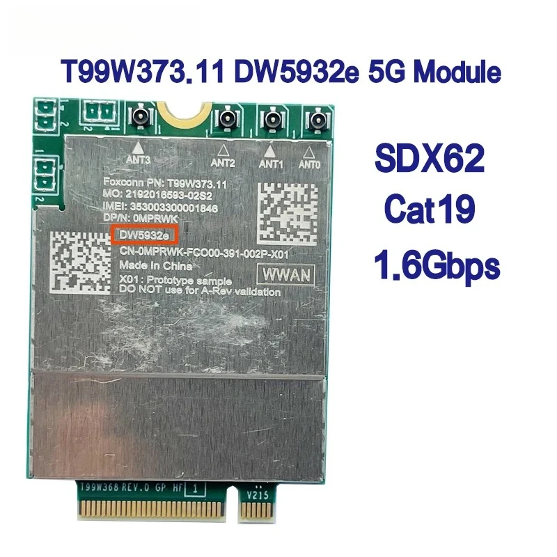 DW5932e-eSIM DW5932e 5G Module T99W373 LTE Cat19 M.2 WWAN Wireless Card for Dell Latitude 7350 7450 7650 9450 Laptop