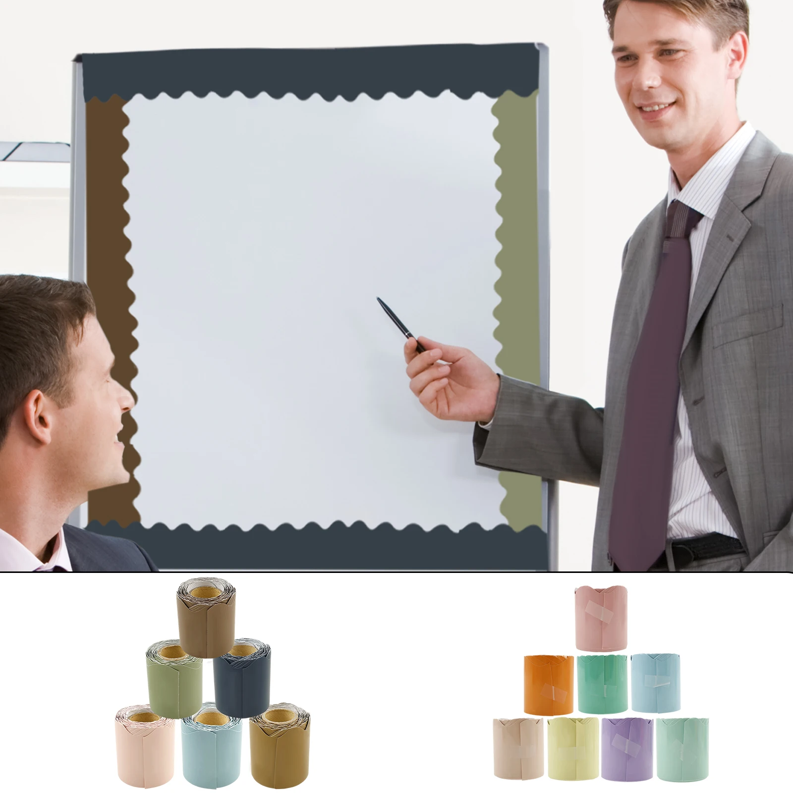 6/8 لفات لوحة إعلانات الفصول الدراسية ملصق الحدود ملصق ملون متموج حافة ورقة حفلة المنزل لتقوم بها بنفسك لوحة إعلانات الجدار الديكور 10 متر