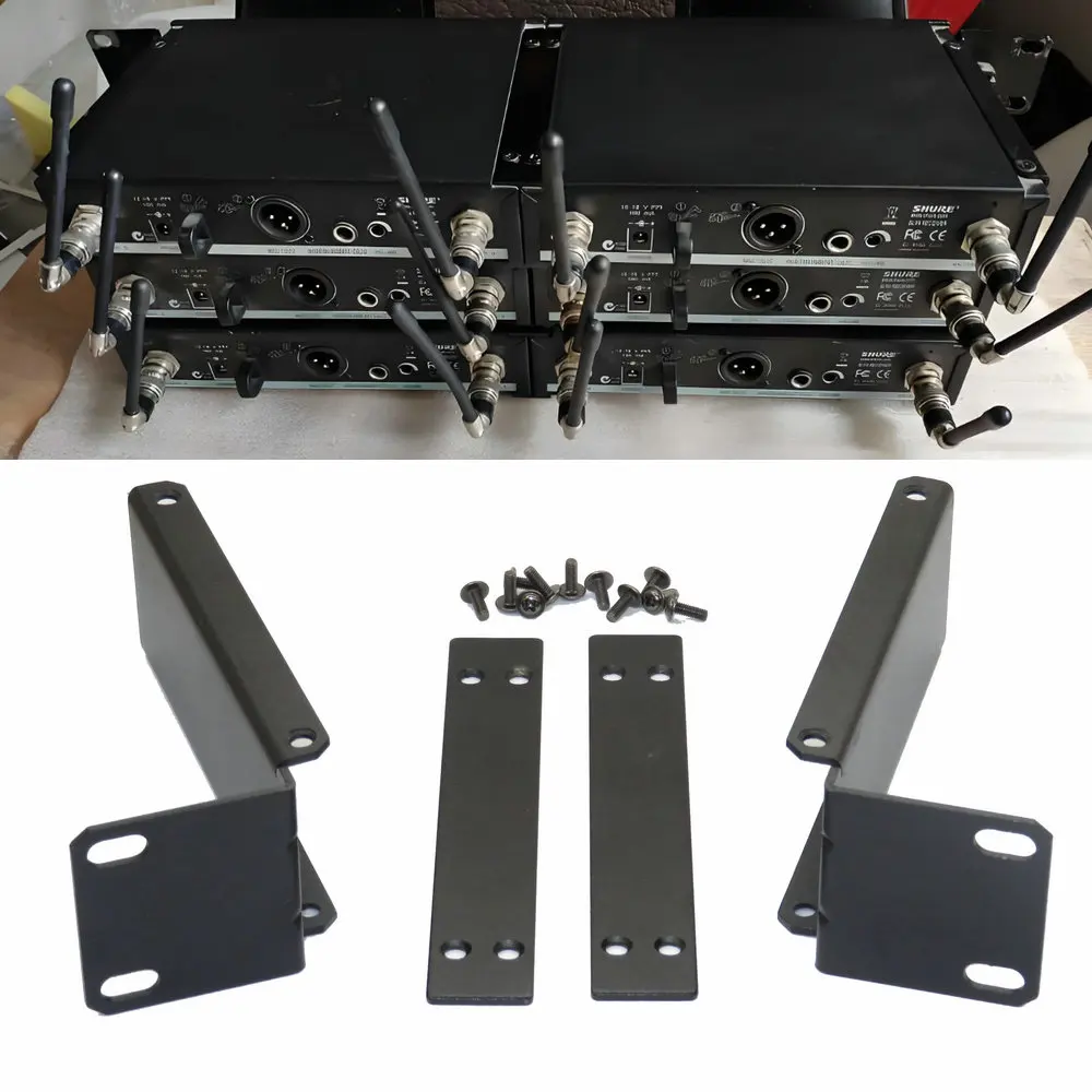 Set Rack Mount Bracket Kit Fit for Shure SLX4 SLXs Wireless Mic Dual Receivers