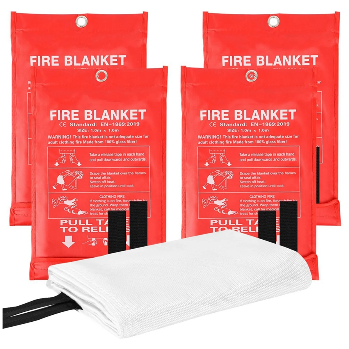 4PCS Emergency Fire Blanket for Home Extinguishing Blanket Fire Blankets for Home, Kitchen School Office, Car, and Grill