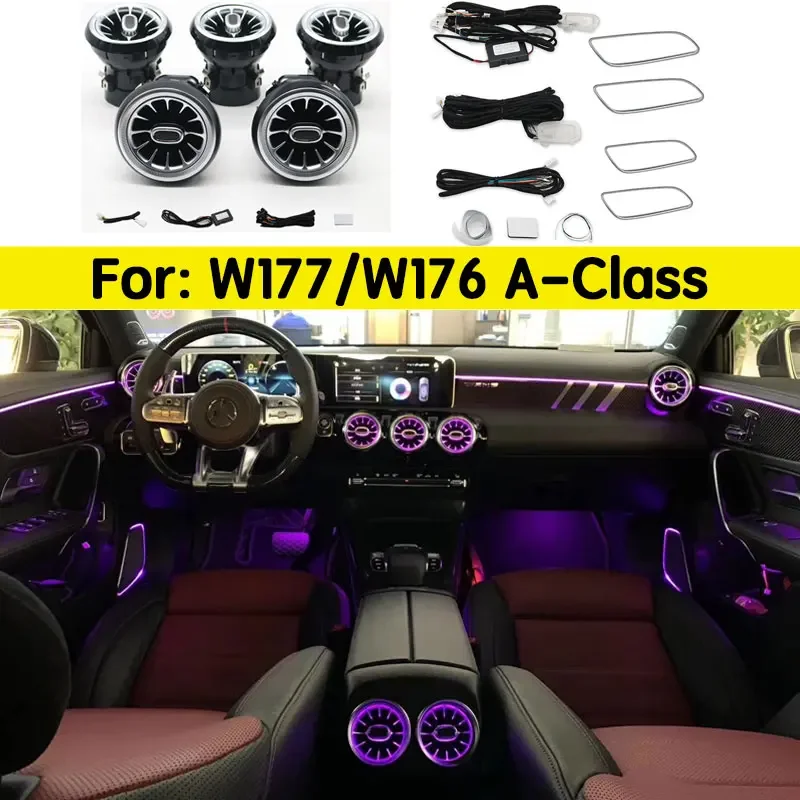 For Mercedes Benz A-Class W176 2014-2018 Ambient Light LED Turbine Front Air Vent Decoration Car Light Auto Accessories