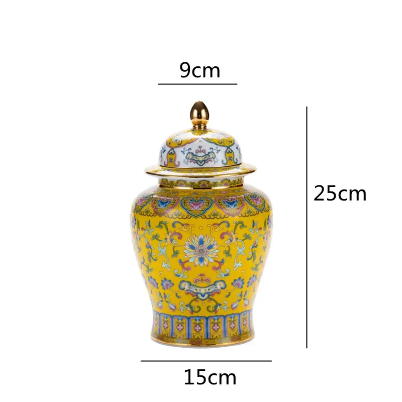 Ceramic Tea Pot Sealed Chinese Retro General Jar Ginger Jar Porcelain Handicraft Ornaments Home Decoration Tea Organizer