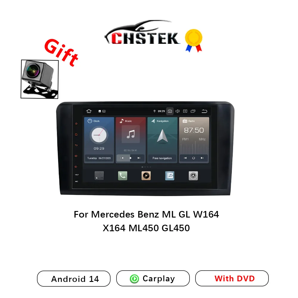 CHSTEK Car Radio Carplay Audio For Mercedes Benz ML GL X164 W164 GL450 GL500 ML450 ML550 Android 14 Navigation Bluetooth WIFI 4G