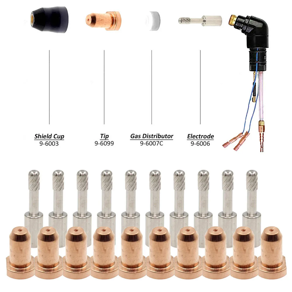Plasma Cutter Replacement Parts 9-6006 Electrode and 9-6099 Nozzle for Thermal Dynamics PCH-10 PCH-20 PCH-25 PCH-35