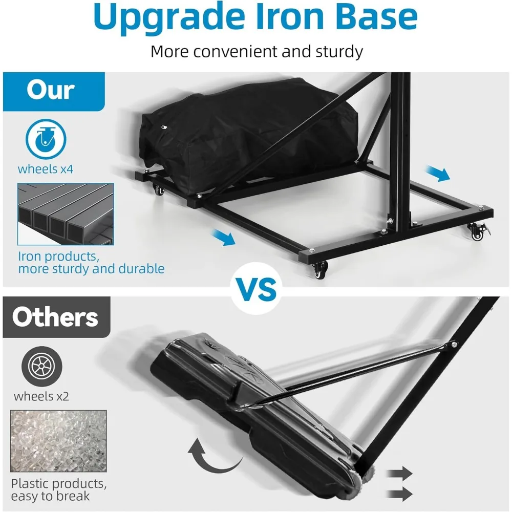 Adjustable Outdoor Portable Basketball Hoop with Iron Base, 4 Wheels for Mobility, 4.5-10FT Easy Height Adjustment, Suitable for