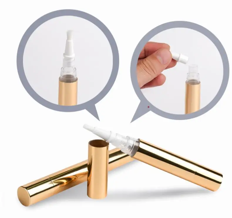 100 pz 5 ml oro cuticola penna olio twist vuoto cura delle unghie lucidalabbra contenitori tubo oro cuticola penna olio con pennello ni46