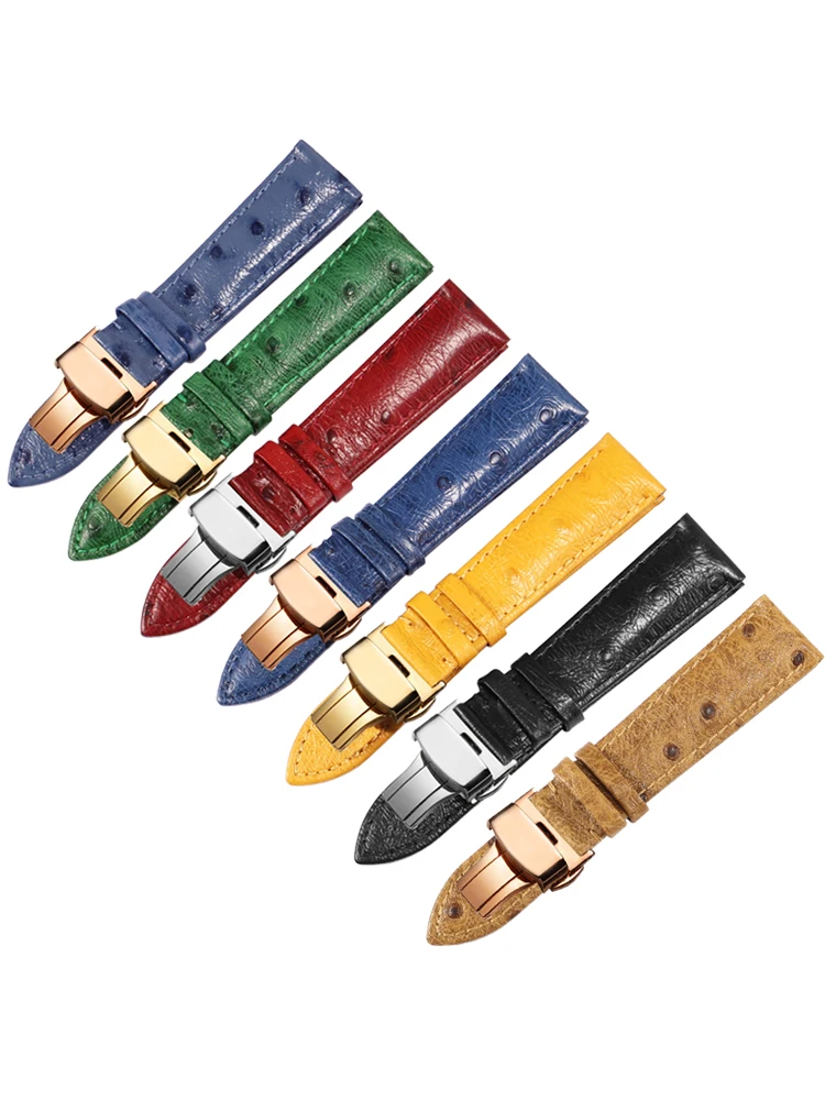 Universal Ostrich Pattern Genuine Leather Watch Strap For Men And Women 12/13/14/15/16/17/18/19/20/21/22/23/24mm