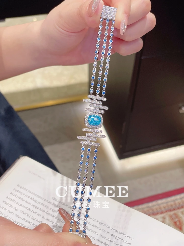 مجموعة أقراط على شكل سوار على شكل حلقة من الزبرجد الاصطناعي من سلسلة سحابة على الطراز الصيني الجديد من CUMEE. 925 فضة مطلية بالذهب #5