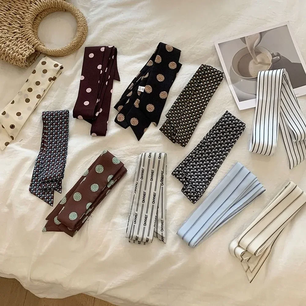 Mode Koreanische Lange Seidenschal Sommer Vielseitig Lange Band Gürtel Krawatte Y2k Dünne und Schmale Taschen Griff Dekor Für Frauen Seidenschal