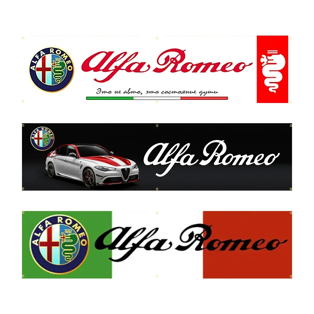 60x240cm Alfa romeos Flag Banner Tapestry Polyester Printed Flag Garage or Outdoor For Decoration