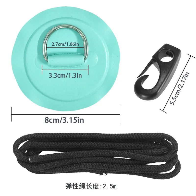 4-Piece PVC Rope Clips and Stainless Steel D-Rings, Suitable for Kayak SUP Paddle Board and Surfboard Rope Fastening Accessories view 3