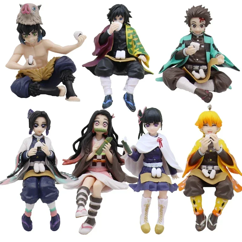 Figurka Anime Demon Slayer Siedzący Jedzący Ryżu Tanjirou Nezuko Kyoujurou Tengen Tokitou Muichirou Figurka Zabawka Prezent