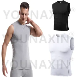 Gilet slim de sport pour hommes, débardeur serré, couche de Base, T-Shirt sans manches, haut Singlet, vêtements de sport, S M L XL 2XL 3XL