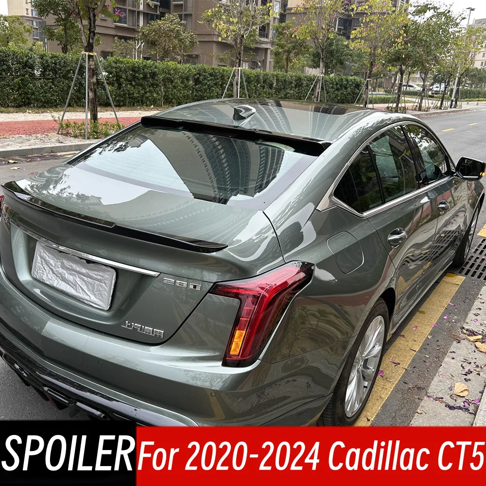 

For 2020-2024 Cadillac CT5 Bodykit Car Rear Window Roof Spoiler Wings FRP Black Carbon Fibe Exterior Tuning Accessories Part