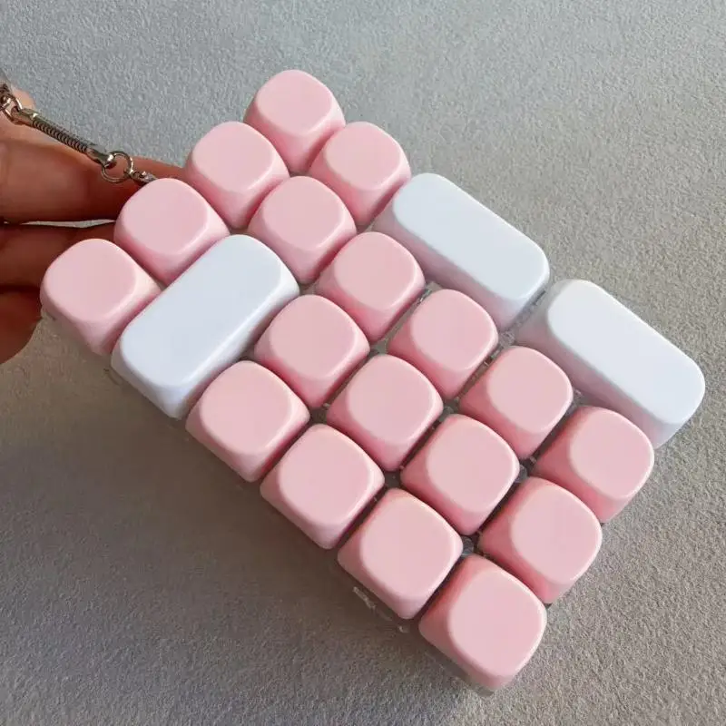 Stress Relief Finger Fidget Keychain Toy Colorful Keyboard Button Toy for Adults Travel Portable Relax Gift