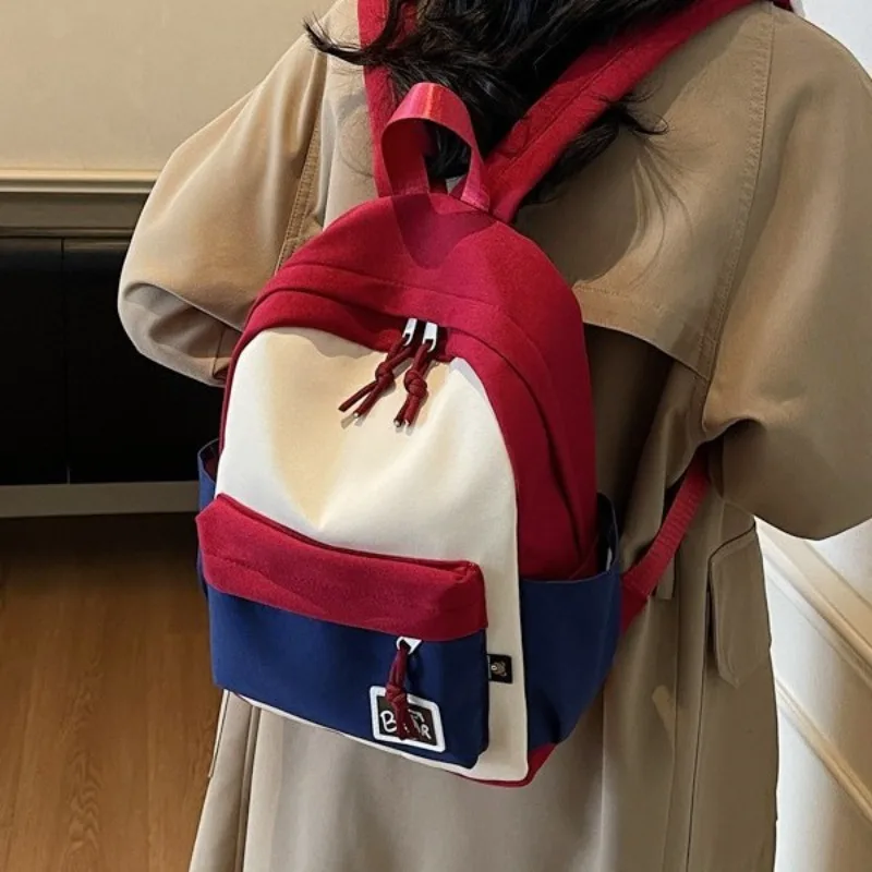 

Модные рюкзаки контрастного цвета для женщин, красные, синие, школьная сумка для учащихся 1-6 классов, легкий рюкзак для женщин, bolsas femininas
