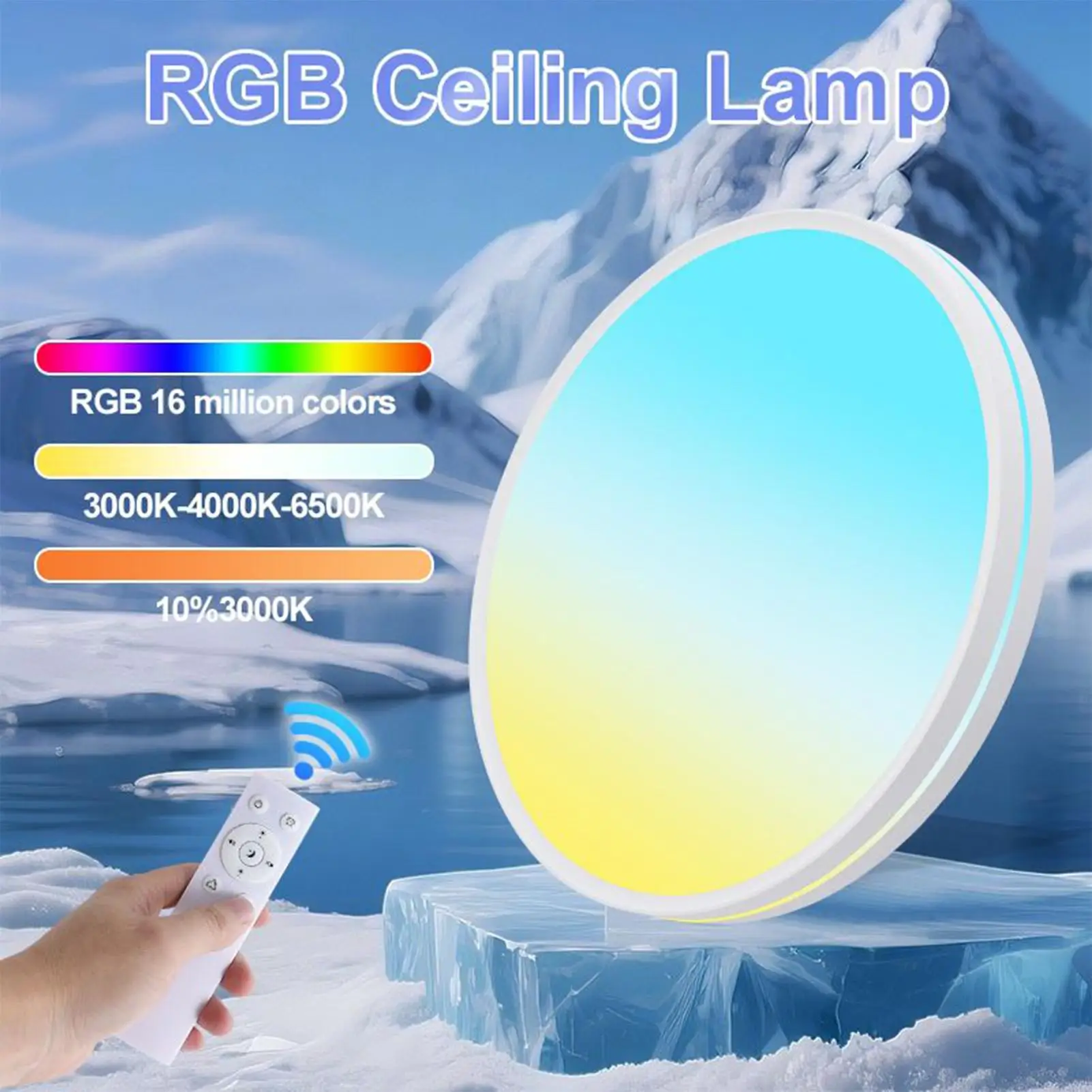 Ceiling Light 3000K-6500K Dimmable Color Changing Ceiling Light Fixture Color Changing Ambient Lamp For Game Room Hallway