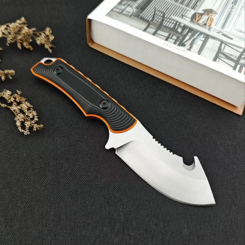 BM 15018 / 15017 / 15002 شفرة مثبتة سكين سكاكين الصيد 8Cr13Mov شفرة G10 مقبض في الهواء الطلق EDC أدوات التخييم التنزه هدية غمد #2