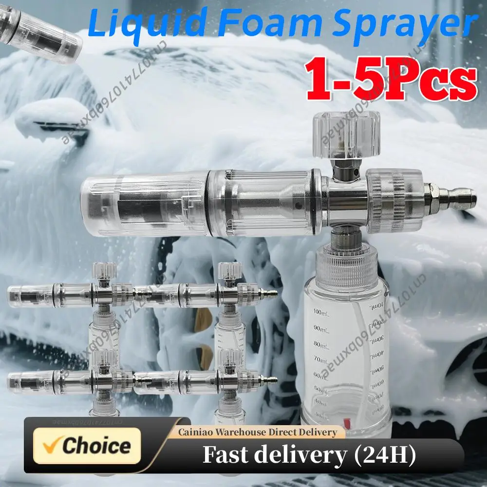 

100ml Pressure Washer Gun Adjustable 4500PSI Water Foam Pot with 1/4 Inch Quick Connector Foam Spray Pot Car Wash Accessories