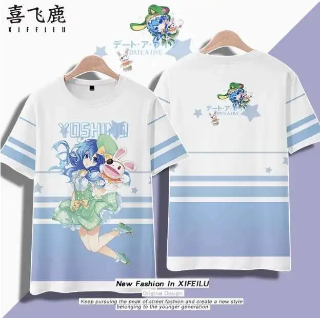 

Anime DATE A LIVE Himekawa Yoshino Short Sleeve T-Shirt Summer Cosplay Costume Casual Student Loose Tops anime
