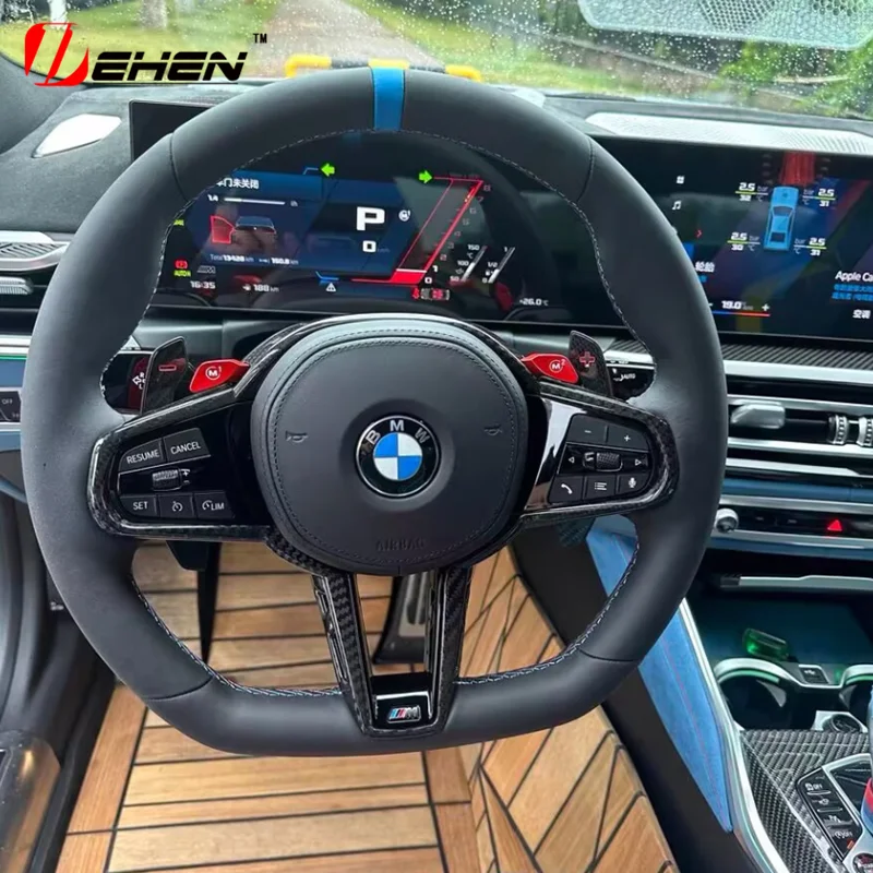 عجلة قيادة من ألياف الكربون لسيارات BMW الجديدة X3M X4M X5M X6M M8 M5 F95 F96 F97 F98 F90 ترقية قديمة جديدة 2025 M4 مخصصة