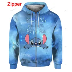 Men Zip Up Hoodie Stitch Cartoon Anime 2024 New Casual Cool Women Oversized Sweatshirt Spring Autumn Children Clothing Coat