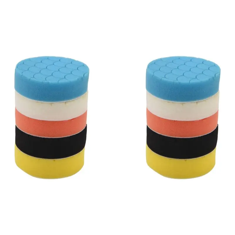 M50K-10Pcs 4 Inch Polishing Pads Buffing Sponge Pads Kit For Car Buffer Polisher Sanding, Waxing, Polishing, Sealing Glaze