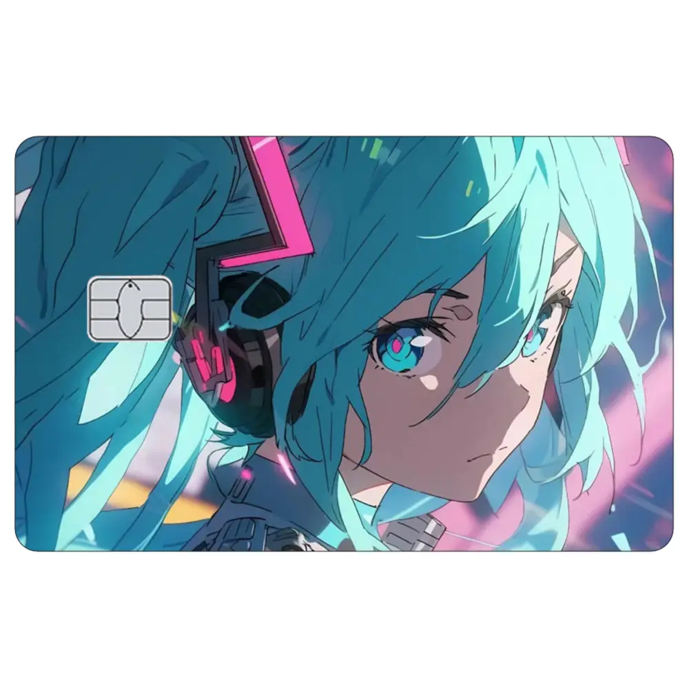 Anime Cartoon Mädchen Kreditkarte Haut Aufkleber Dämon Slayer Hatsune Miku Matte Aufkleber Abdeckung Film Band Abnehmbare Selbst-klebe