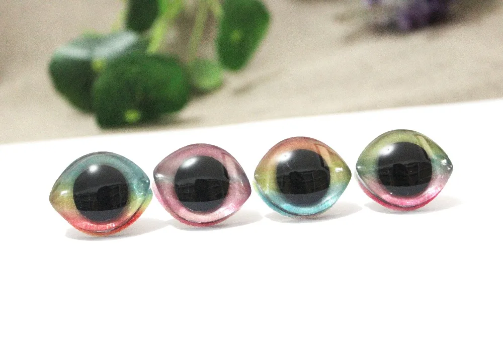 

12pcs/lot 23x28mm oval shape clear 3D safety toy eyes +glitter rainbow + washer for diy doll