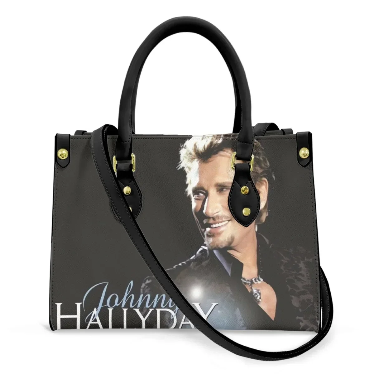 

Johnny Hallyday Printed Bags Luxury Handbags Famous Singer Hand Bags for Women 2024 New Arrival Custom Image Bolsas Para Mujeres