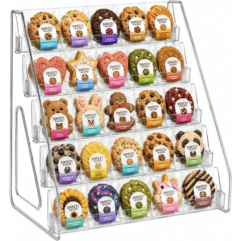 EYFL-Acrylic Dessert Display Stand, 5-Tier Cookie Rack Clear Tiered Riser For Donuts, Pastries Cupcakes